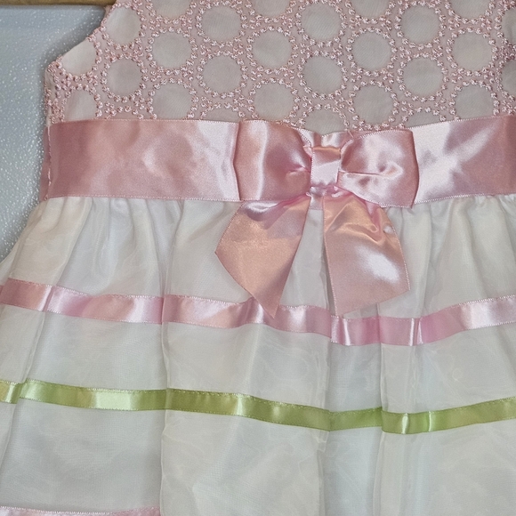 Bonnie Jean Satin Ribbon Dress Pink & Green Size 2T - Picture 2 of 15